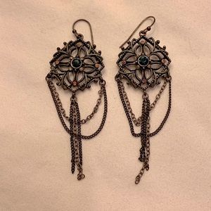 Pewter Blue/Citrine Earrings